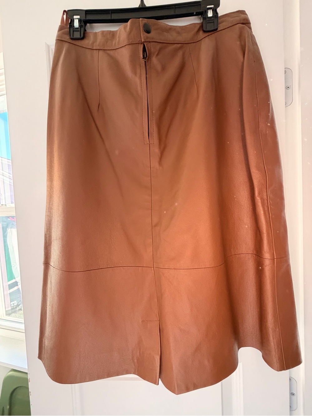 Lew Magram Cognac 100% Leather A-Line Skirt